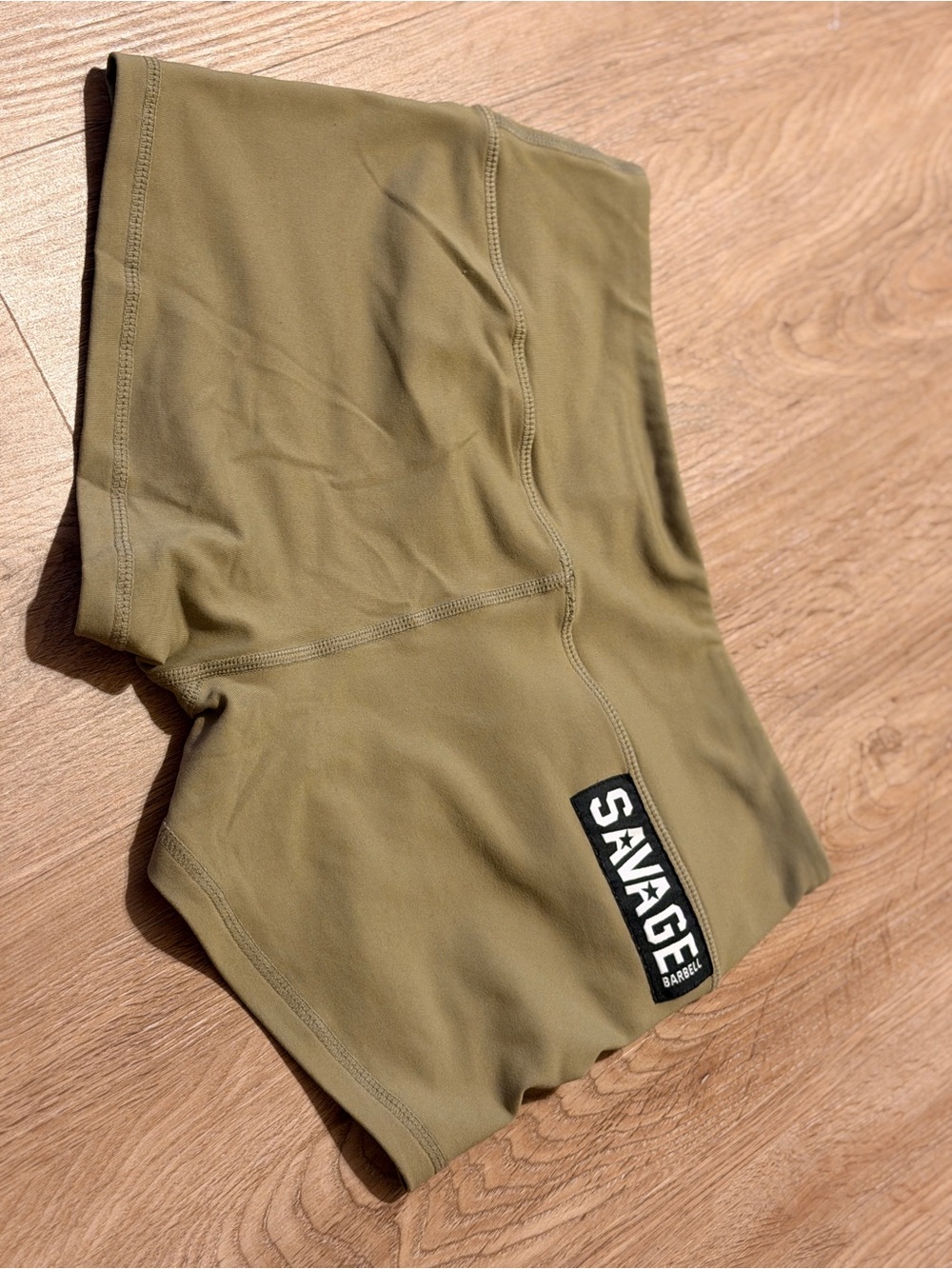 SAVAGE Barbell Olive Green Mini Booty Athletic Shorts